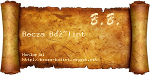 Becza Bálint névjegykártya
